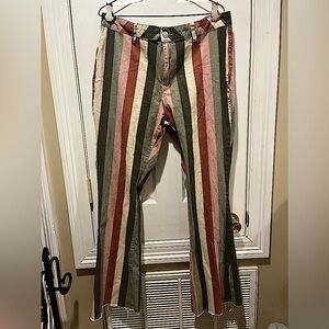 YMI Vertical Striped Multicolor Jeans — Olive, Rust & Pink